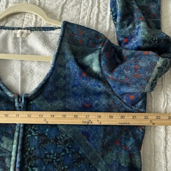 Natural Life‎ Fleece One Piece Pajamas Jumpsuit Zip Up Boho M Camping Cozy Soft - Picture 3 of 7